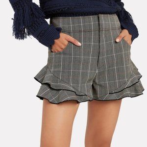 Derek Lam 10 Crosby Plaid Ruffled Short